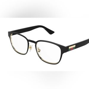 NWOT Gucci GG1180, “Unisex”Eyeglasses by Gucci.Black with gold full rim